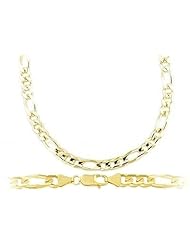 14k Yellow Gold Figaro Link Bracelet Solid 4mm 7.5 inches