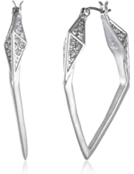 Sam Edelman Pave Geometric Rhodium Hoop Earrings