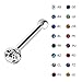 Steel Crystal CZ Gem Nose Bone Stud Ring Body Piercing 18 Gauge