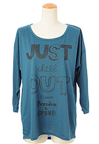 【プリンdeモード】手書き風 7分袖 ドルマンロング Ｔシャツ チュニック レディース ファッション ブラウス