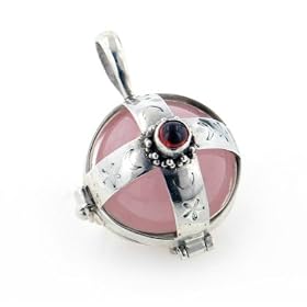 Celestial Caged Rose Quartz Sphere Sterling Silver Pendant by Silver Insanity