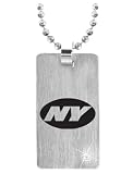 Stainless Steel NFL Football CZ New York Jets Dog Tag Necklace 26