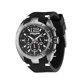 Police - P12676JSU-02 - Montre Homme - Quartz - Analogique - Chronom�tre - Bracelet Caoutchouc Noir