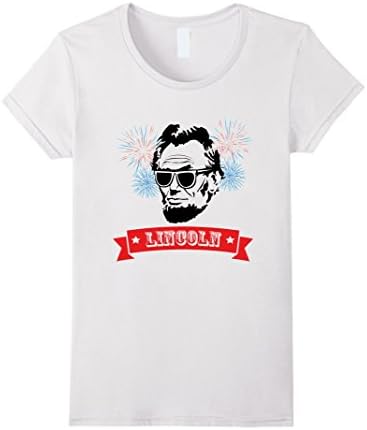 Women's Abe Lincoln With Sunglasess Cool 4th Of July T-Shirt Unisex Small White