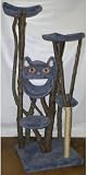 5 Level Rustic Cat Tree with Cat Face : Color BROWN : Leg Covering SISAL ROPE ON ONE LEG : Size CAT FACE, 3 CRADLES, 1 ROUND PLATFORM
