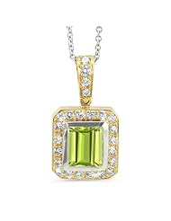 Rectagular Pendant With A Cushion Center Stone In 18K Yellow Gold With A 0.60 ct. Genuine Peridot Center Stone.