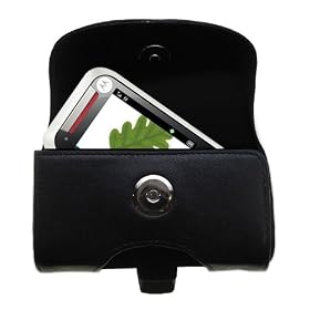 Horizontal Black Leather Case for the Motorola Rival A455 with both a belt clip and loop option - a Gomadic design