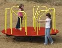 Merry Go Round - 8 Foot Round-Red Base With Yellow Handles