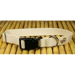 Designer Dog Collar - Natural Undyed Bamboo Double Layered Buckle Dog Collar - Natural - Large - Made in USA