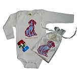 Kiwi Industries Organic Cotton Onesie And Rattle Gift Set, Dog, 3-6 Mos