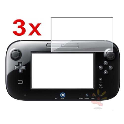 Everydaysource Compatible With Nintendo Wii U Gamepad Remote Controller 3-Pack Anti Scratch Reusable LCD Screen Protector