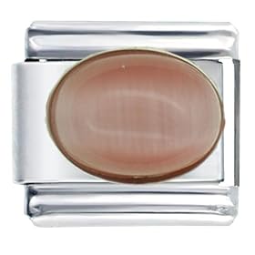 Pink Moonstone Italian Charms Bracelet Link by Pugster