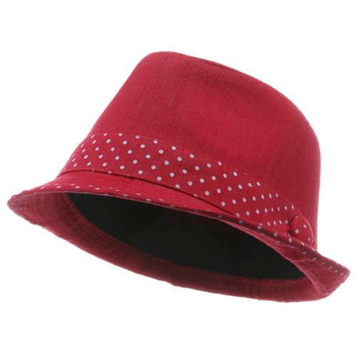 Pok A Dotted Brim Fedora Hat - Red W20S61C