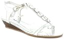 Womens/Ladies Silver Strappy Sandals With 2.5Cm Wedged Heels - Silver - UK 3-9