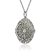 Platinum Overlay Sterling Silver Cubic Zirconia Oval Locket, 21.75