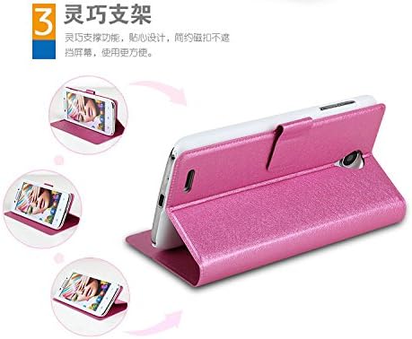 Lenovo S650 Case, Silk Flip Leather Folio Case for Lenovo S650 S658T Wallet Pouch Skin Cover Phone Shell With Stand Function And Card Slot (Rose)