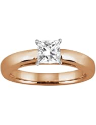 0.50 Ct Princess H/I SI1/SI2 Diamond 14K Rose Gold Solitaire Ring