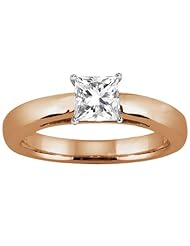 0.50 Ct Princess H/I SI1/SI2 Diamond 18K Rose Gold Solitaire Ring