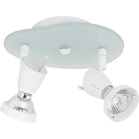 Globe Siena Two-Light Flush Mount Ceiling Fixture with Frosted Glass Backplate, White... by Globe Electric