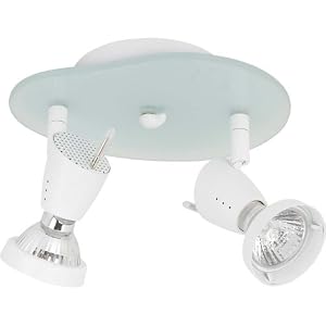 Globe Siena Two-Light Flush Mount Ceiling Fixture with Frosted Glass Backplate, White... by Globe Electric