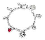 Ed Hardy Multi Charm - Key, Skull, Heart, Lock, Ruby Stainless Steel Women's Bracelet