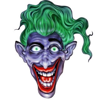 36" smiling joker face green hair removable reusable peel and stick wall decal for any smooth surface indoor use..