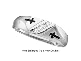 Mens Cross White Gold Diamond Wedding Band