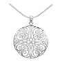 Sterling Silver Filigree Circle Pendant, 18"