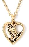 22k Gold Plated Praying Hands Heart Pendant by Bob Siemon, 18