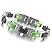 Men's Stainless Steel Rubber Bracelet Link Wrist Silver Black Light Green Punk Rock Biker