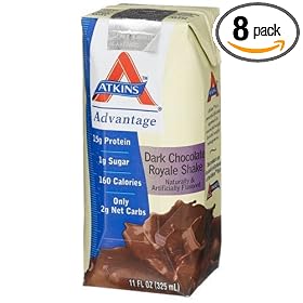 Atkins Ready To Drink Shake, Dark Chocolate Royale, 11-Ounce Aseptic Containers (Pack of  8)