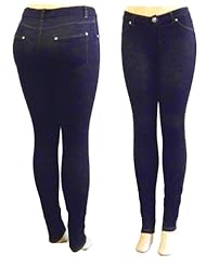 Apparel: 1826 Knit Plus Size High Waist Skinny Jeggings Legging Womens Denim JEANS Color (13/14=1X, DARK BLUE)