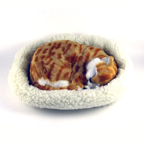 Pet Nap Sleeping Kitten Breathing Cat w / Bed - Orange Cat