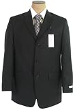 Calvin Klein Mens Single Breasted 3 Button Black Pinstripe Wool Suit - Size 38R