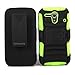 For Kyocera Hydro Edge C5215 CellularvillaTM Black/Green 3PC 3-in-1 Hard and Soft Kickstand Case with Holster Belt Clip. (Black/Green)