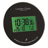 London Clock Co Round Black Glass Table Digital Alarm Clock