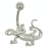 Belly Navel Rings Crawling Gecko Dangle - B0001WI7GQ