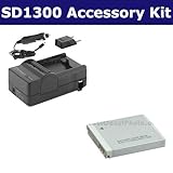 Canon PowerShot SD1300 IS Digital Camera Accessory Kit includes: SDNB6L Bat ....