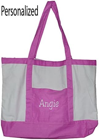Custom Personalized 22 Inch Cotton Beach or Shopping Tote Bag (Personalized, Purple)