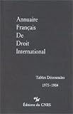 Revue CNRS Editions  / Annuaire français de droit international, numéro 30 : Tables décennales, 1975-1984 : Principaux évènements intéressant la théorie et la jurisprudence du droit international