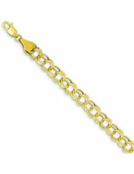 Genuine 14K Yellow Gold Hollow Double Link Charm Bracelet 8 Inches 3 Grams Of Gold 100% Satisfaction Guaranteed.