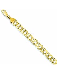 Genuine 14K Yellow Gold Hollow Double Link Charm Bracelet 7 Inches 3 Grams Of Gold 100% Satisfaction Guaranteed.