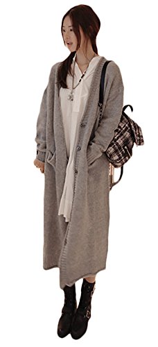 2-4710029 (セクシースキップ) 【並行輸入品】 ニット コート レディース ガウン チェッ  ニットコート ロング ジャケット セーター羽織 モテコーデ 大人可愛い 女子力アップ カジュアル ゆるニット オーバーサイズ ボリューム