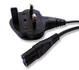 HDIUK 3 metre Figure 8 C7 mains power cable 2 pin IEC fitted with UK plug. Made in the UK