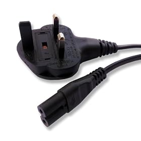 HDIUK 3 metre Figure 8 C7 mains power cable 2 pin IEC fitted with UK plug. Made in the UK