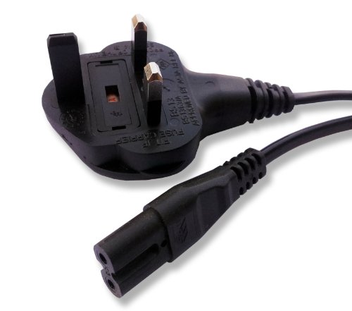 HDIUK 3 metre Figure 8 C7 mains power cable 2 pin IEC fitted with UK plug. Made in the UK