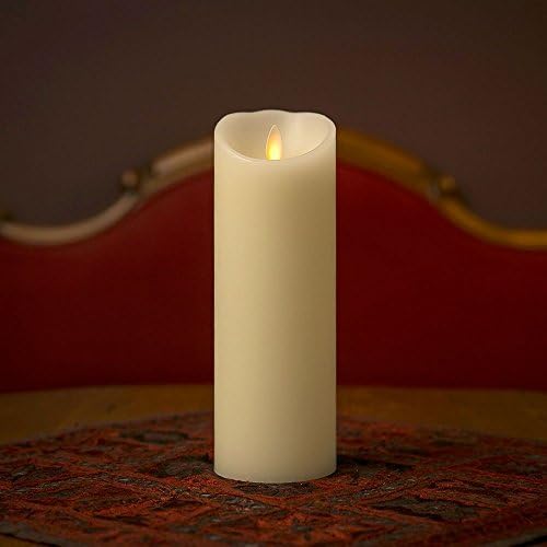 Flameless Real Wax Moving Wick LED Candle for Home/Party/Halloween/Christmas/Wedding Decor with Timer Control Vanilla Scent- lvory (3.5X9 Inch Luminara)