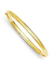 14k Yellow Gold 2/16 D/C Fancy Hinged Bracelet Bangle. Metal Wt- 3.55g