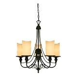 Westinghouse 69001 Hearthstone Five-Light Chandelier, Burnished Bronze Patina Finish with Burnt Scavo Globe