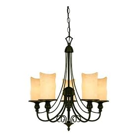 Westinghouse 69001 Hearthstone Five-Light Chandelier, Burnished Bronze Patina Finish with... by Westinghouse